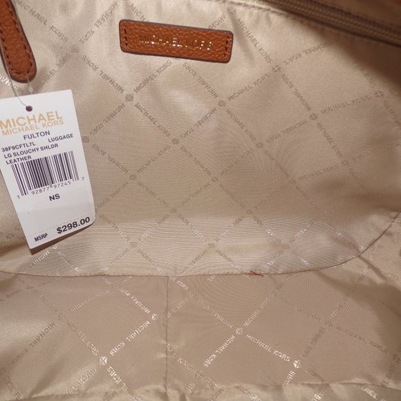 New Michael Kors Fulton Large Slouchy Shoulder Bag Brown - Picture 6 of 7